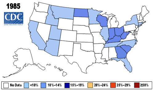 Obesity Rates in 1985